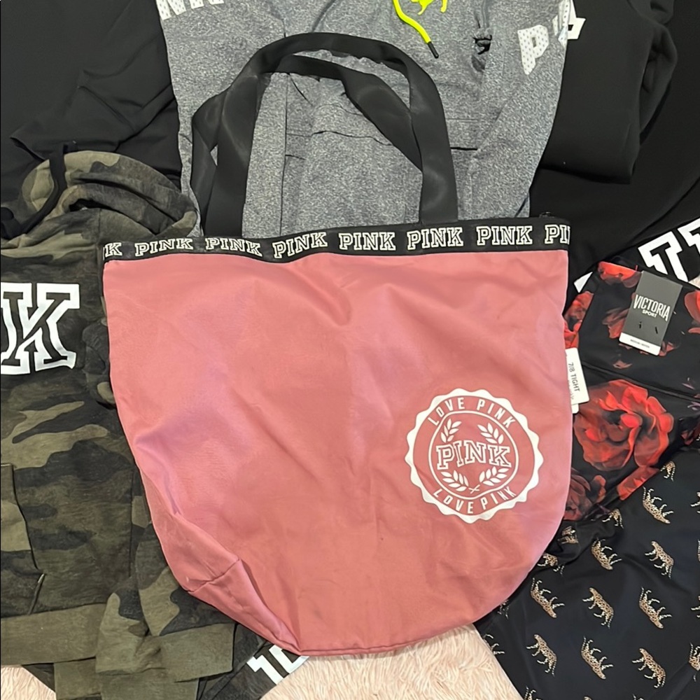 Pink Tote Bag with Black Handles